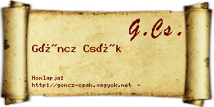 Göncz Csák névjegykártya